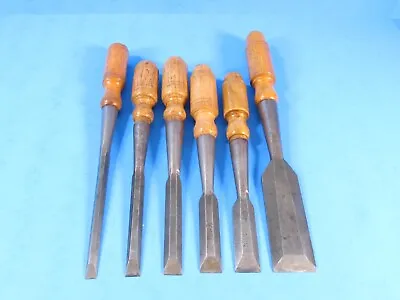 Lot Of 6 Buck Brothers Bros Bevel Edge Wood Chisels 3/8 1/2 5/8 3/4 7/8 & 1-1/2  • $150