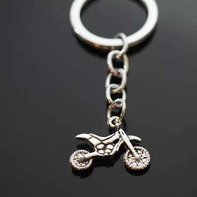 Motorcycle Dirt Bike Moto Cross Steel Silver Chrome Keychain Gift • $6.99