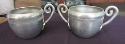 Vintage Mid Century Modern Aluminum Metal Creamer And Sugar Bowl Set • $18.89