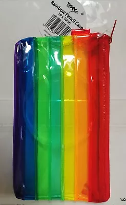 Rainbow Pencil Case - 19 X 10 Cm - Stationary - Bright Colours - See - Through  • £4