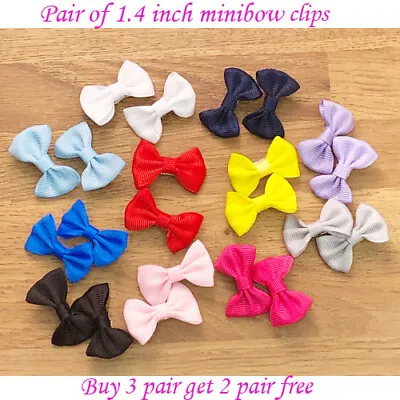 Mini - 1.4 Inch 1.4  Baby Girls Kids Pony Clip Hair Bows Ribbon Clips School • £2.49