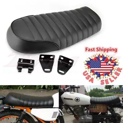 Motorcycle Flat Brat Vintage Saddle Cafe Racer Seat For For Honda CB Yamaha SR • $36.61