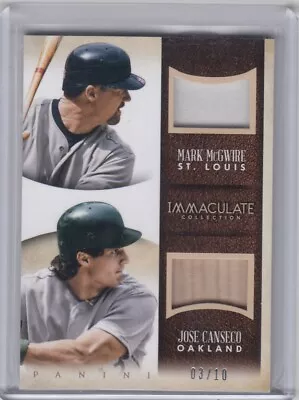 2014 Jose Canseco Mark McGwire Immaculate DUAL BAT JERSEY /10 - #6 Oakland A's • $129.99