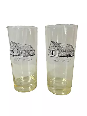 MoorMan's Set Of 2 Vintage Farm Advertising Amber Tone Drinking Glasses 16 Ounce • $26.99