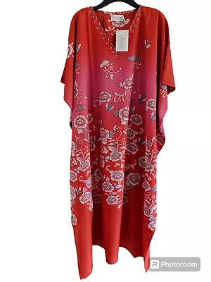 Women's Kaftan Tunic Kimono Long Caftan Floral Maxi Dress Free Sizes • £4.90