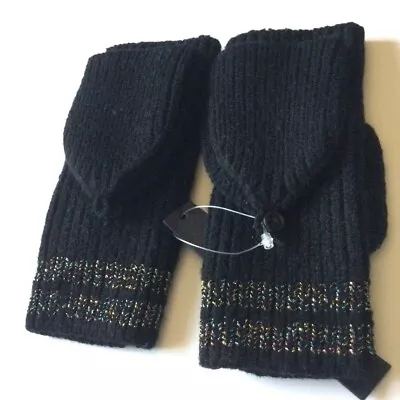 Ugg Womens Flip Top Fingerless Convertible Wool Blend Gloves Black Os Nwt • $59.99