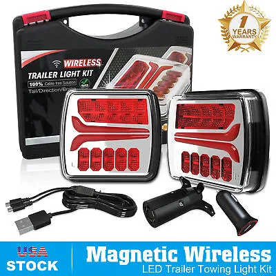 Rechargeable Universal Wireless Magnetic LED Trailer Rear Tail Light For Towing • $119.99