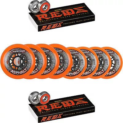 Labeda Asphalt Inline Roller Hockey Wheels 76mm / 80mm HILO Orange 85A Bones Red • $79.95