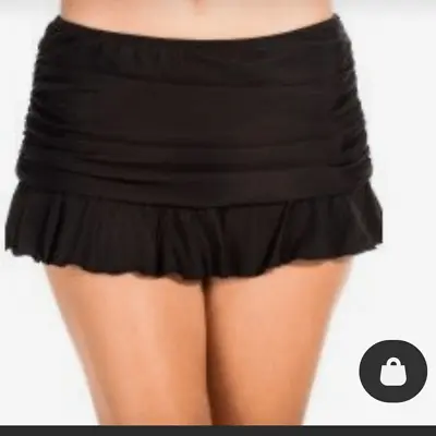 Miraclesuit Shirred Ruffle Edge Swimwear Skirt Black Size 8 • $65