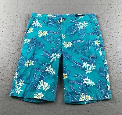 Vineyard Vines Shorts Girls 14 Blue Floral Leaves Flat Front Lightweight Chino • $21.90