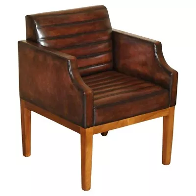 Fully Restored Viscount David Linley One Of A Kind Brown Leather Desk Armchair • £2850