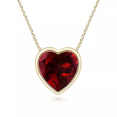 Bezel-Set Solitaire Heart Multicolor Pendant Necklace In 925 Sterling Silver-5 • $38.99
