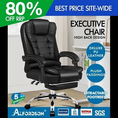 ALFORDSON Office Chair Executive Seat Gaming Computer Racer PU Leather Work • $149.95