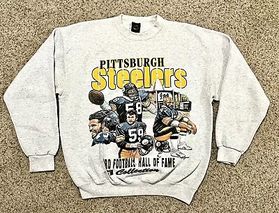 RARE Adult Large Vintage 90s PM Sports Pittsburgh Steelers Hall Of Fame Crewneck • $79.95