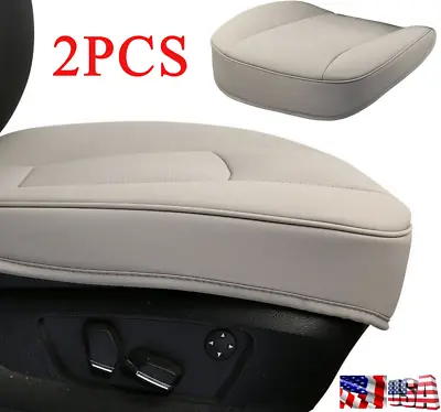 $51.11 • Buy 2PCS Car Front Full Surround Gray Wear-Resistant Seat Cover Cushion PU Leather