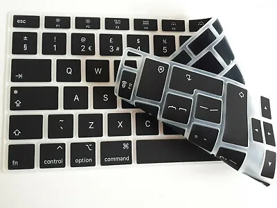 UK EU Keyboard Skin Cover For Apple MacBook AIR 13 A2179 Touch ID Clear & Black • £3.95