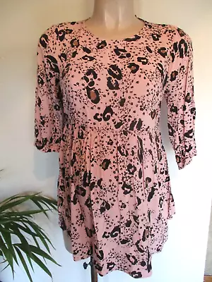 New Look Maternity Pink & Black Print Peplum Blouse Tunic Top Size 8 • $6.22