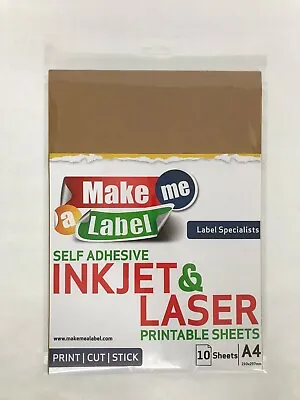 Dark Brown Kraft Paper A4 Self Adhesive Sticky Sticker Labels Inkjet Laser • $7.45