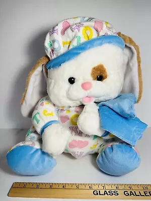 VTG Well Made Toys White Rabbit Plush Pajamas Pj’s Flannel ABC Night Cap Blanket • $145