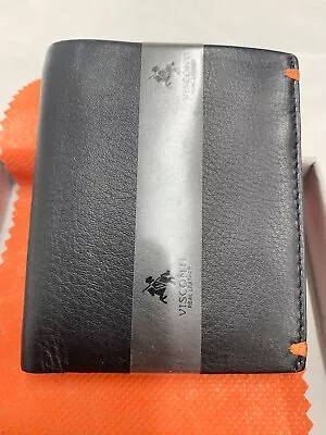 Visconti AP60 Thun Genuine Leather Mens Bi-fold Wallet Black/orange NEW 🚚✅ • $29