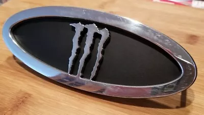 7 Inch Billet Aluminum Grille/Trunk Emblem; Monster Energy Logo. (7x2-3/4×3/8 ) • $120