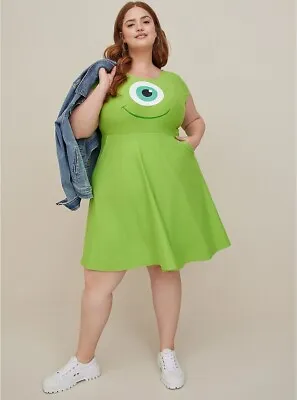 Torrid Disney Pixar Monsters Inc Mike Cosplay Costume Dress Green NWT New 0X • $69.50
