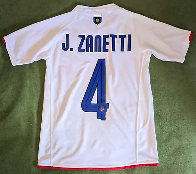 $90 • Buy FC Inter (Internazionale) Milan 2008 J. Zanetti#4 Centenary Nike Away Boys Shirt