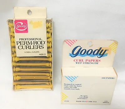 $14.99 • Buy VTG Goody 14 SM YELLOW PERM ROD CURLERS & CURL PAPERS Box 500