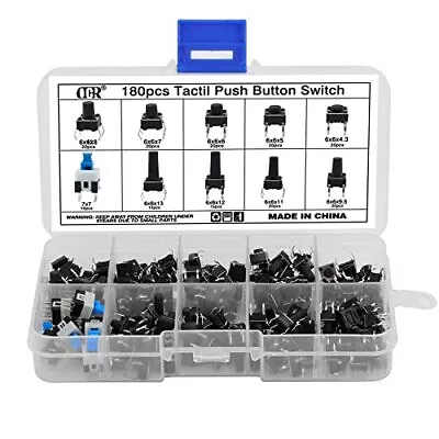 180pcs Tactile Push Button Switch 10 Values 6x6mm Micro Momentary Tact Button Sw • $14.23