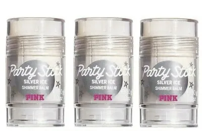 3 VICTORIA’S SECRET PINK PARTY STICK SILVER ICE SHIMMER BALM 1 Oz FACE BODY NEW • $17.49