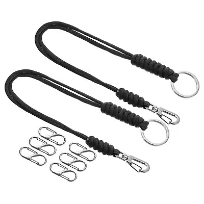 Badge Lanyard With Clasp 2 Pack Necklace Cord Strap With 3pcs Metal Hook Black • $10.87