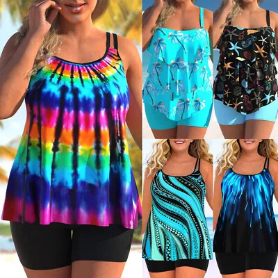 Plus Size 18-28 Womens Tankini Boys Shorts Set Swimming Costume Swim Dress Suit • £5.29