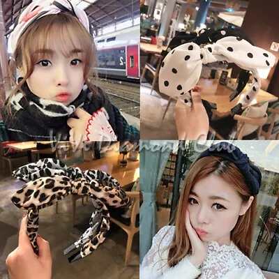 Fashion Korean Style Rabbit Bunny Ears Ribbon Scarf Hair Tie Wrap Bow Headband W • £4.86