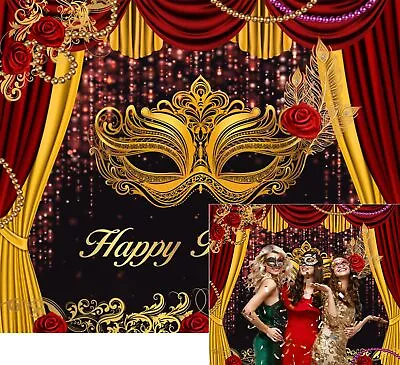 Mardi Gras Birthday Backdrop 10x8ft Carnival Masquerade Photography Backgroun... • $43.46