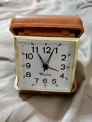 Vintage Westclox Alarm Clock Bedside  Travel Folding WORKING Excellent Condition • $7.99