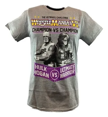 Wrestlemania 6 Hulk Hogan Ultimate Warrior Mens Gray T-shirt • $27.99