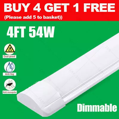 54W 4FT LED Batten Tube Light Fluorescent Strip Lights Garage Workshop Wall Lamp • £10.89