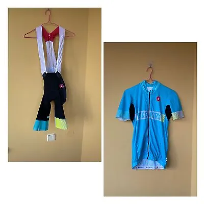 $80 • Buy Castelli Rosso Corsa Free Aero Race Cycling Set Bib Shorts + Jersey Size L