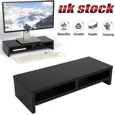 Monitor Mount Computer Display Riser Small TV Stand Raiser Tidy Organizers Shelf • £13.99