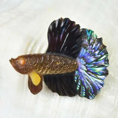 Siamese Fighting Fish Betta Iridescent Multicolor Shell Carving 2.90 G Drilled • $39.95