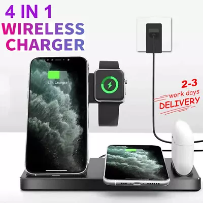 4in1 Wireless Charger Station Multi-Function Dock For Apple Watch IPhone 15 14 • £15.99