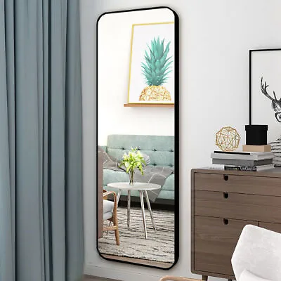 Long Mirror Wall Mounted Mirror Black Metal Framed Bedroom Dressing Room • £27.95