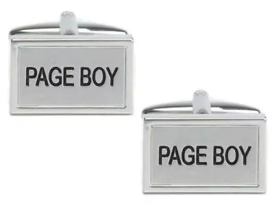 New Rhodium Plated Rectangular Page Boy Wedding Cufflinks In Presentation Case • £19.12