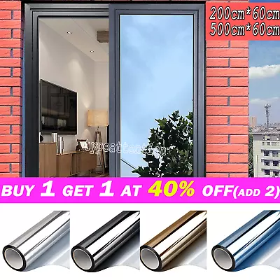 Window Film One Way Mirror Film Privacy Anti UV Window Tint Foil Glass Sticker` • £3.44