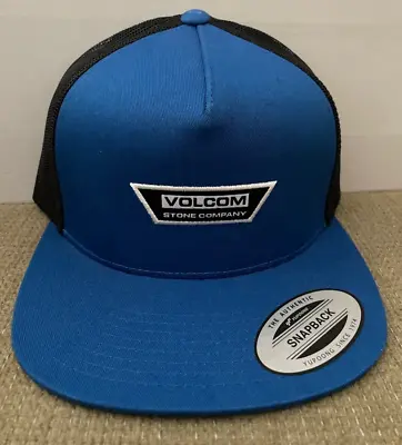 Volcom Trapezoid Cheese Snapback Trucker Cap Hat Costal Blue *nwt* • $17.55