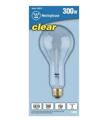 Westinghouse Lighting 03974 300-watt Light Bulb Clear • $5.59