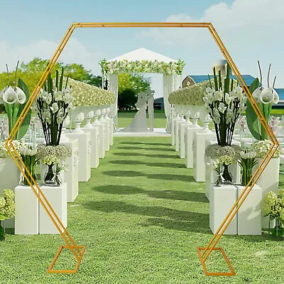 $71.30 • Buy Heavy Duty Gold Hexagon Metal Arch Backdrop Stand Wedding Mall Party Decoration