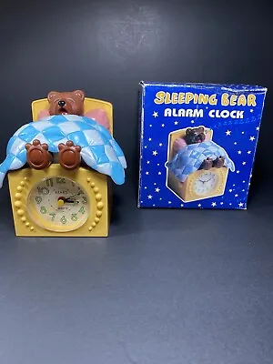 Vintage Sleeping Bear Clock- Trumpet Blasts-Snoring-Blanket Moves  WORKS! • $12.99