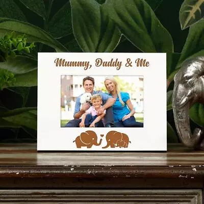 White Engraved Mummy Daddy And Me Family Photo Frame Gift FW-188 • £11.99