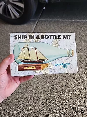 Vintage 1980 Woodkrafter Kits Ship In A Bottle Kit America 1851 #202 • $1